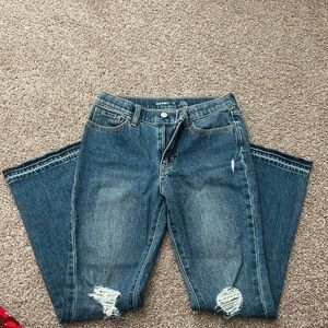 Old Navy Straight-Leg Distressed Dark Blue Jeans